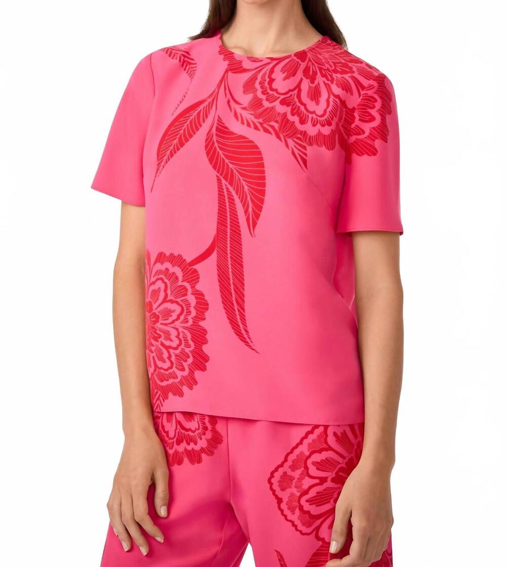 NEW TRINA TURK sugarhill short sleeve top in ferlo floral